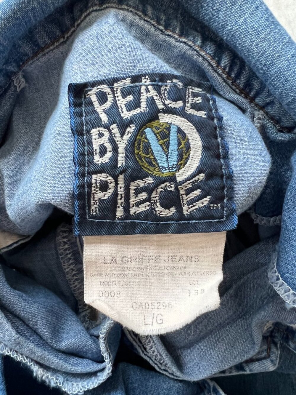 y2k denim dress Large Peace by Piece sleeveless button front collared jean 2000s - Picture 9 of 9